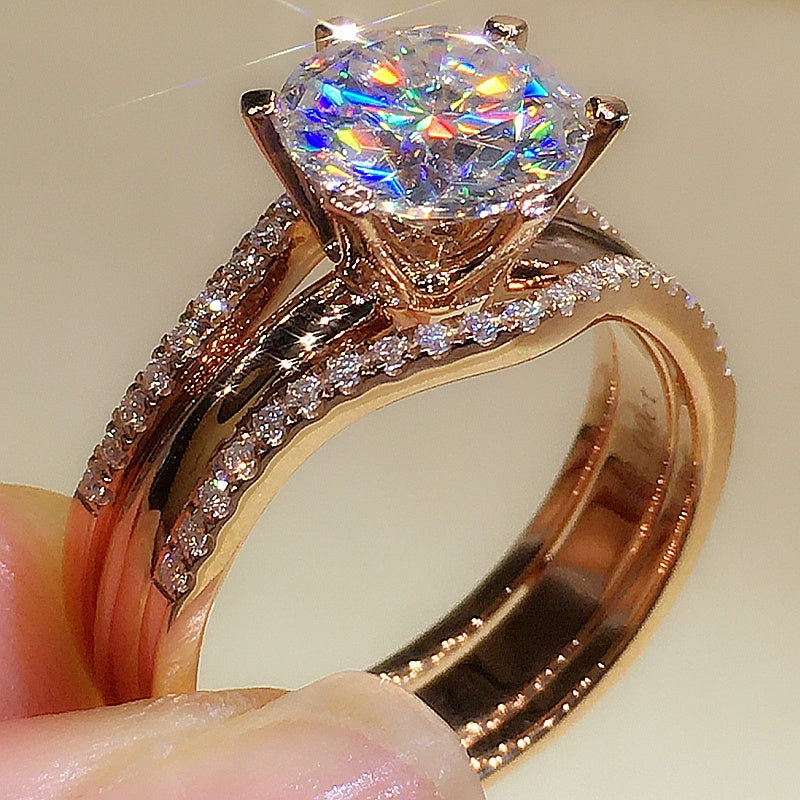 18K Rose Gold Moissanite Solitaire Ring