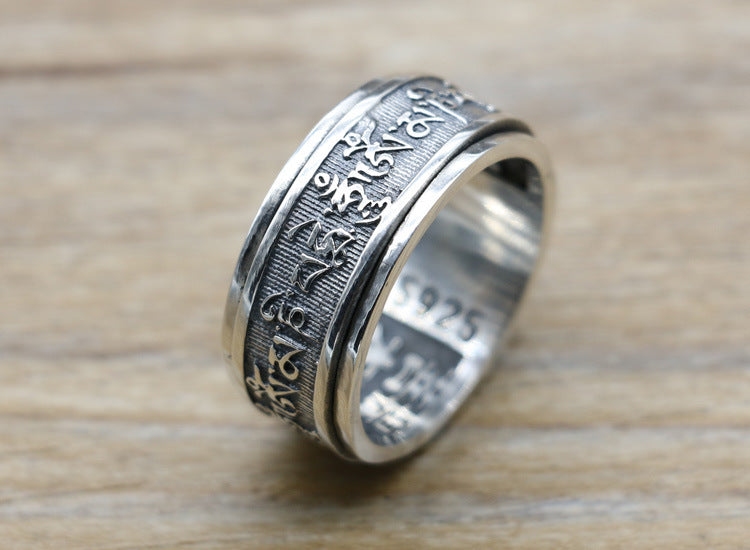 [S925] Sterling Silver Vajra Mantra Spinning Ring