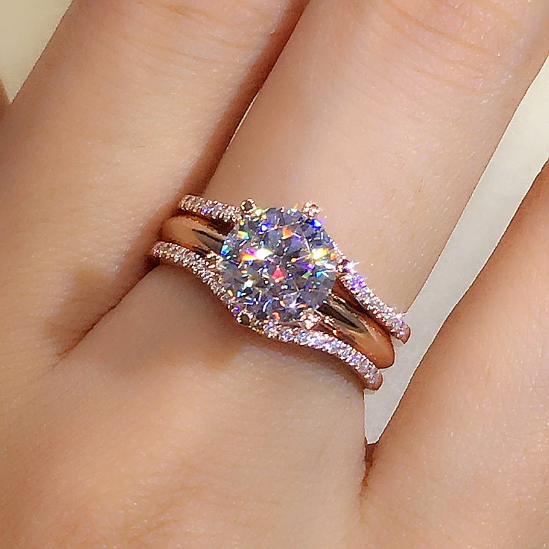 18K Rose Gold Moissanite Solitaire Ring