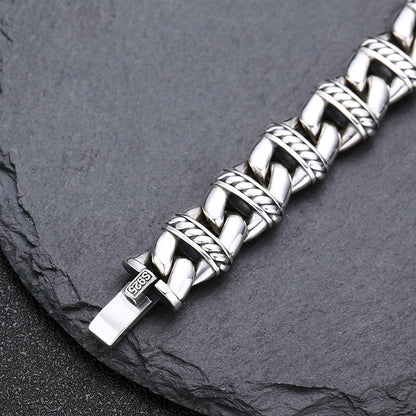 Men's S925 Sterling Silver Thick Anchor Link Bracelet