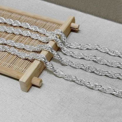 [S925] Sterling Silver & White Gold Plated Cord Necklace