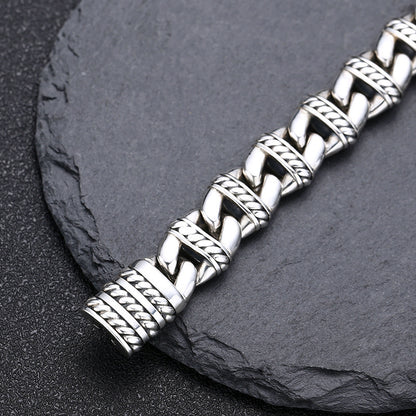 Men's S925 Sterling Silver Thick Anchor Link Bracelet