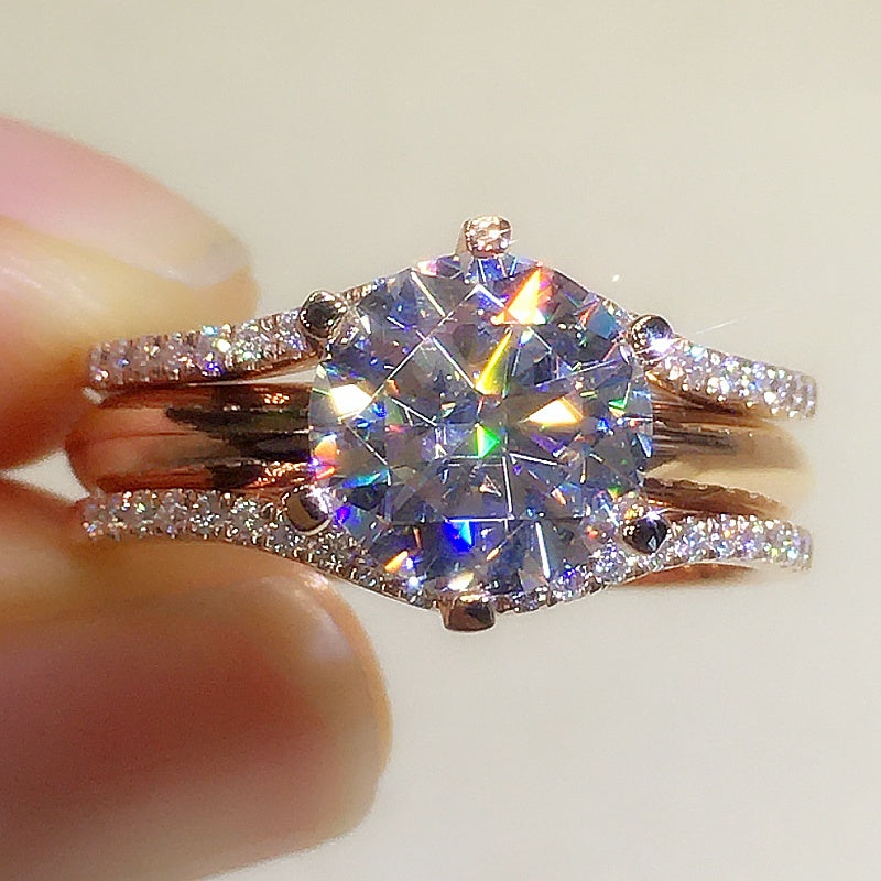 18K Rose Gold Moissanite Solitaire Ring