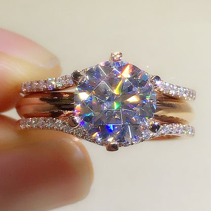 18K Rose Gold Moissanite Solitaire Ring