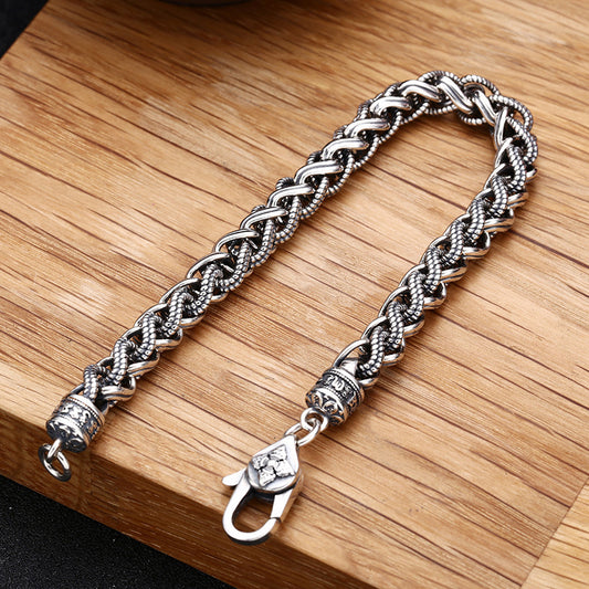 [S925] Sterling Silver Vajra Mantra Spiga Bracelet