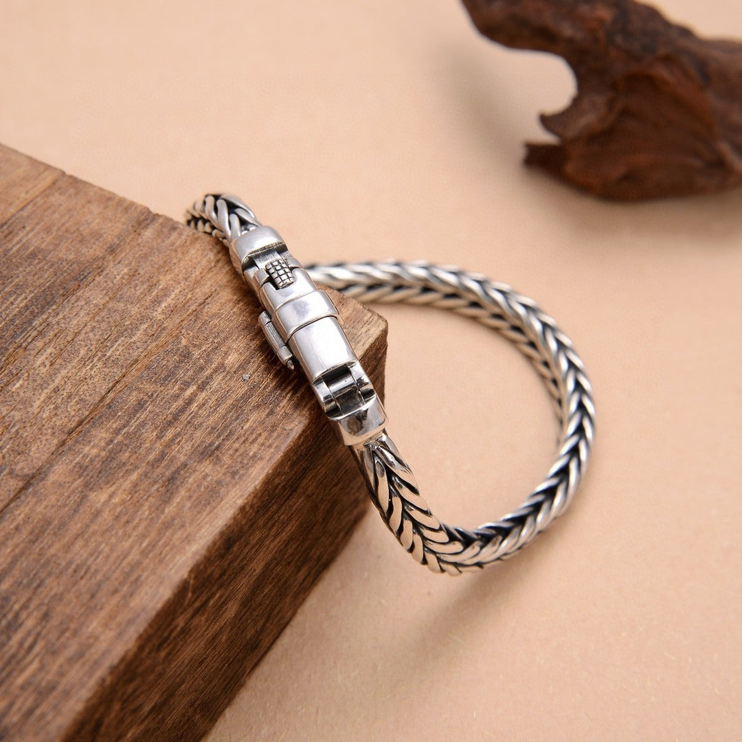 [S925] Sterling Silver Fox Tail Push-Lock Bracelet