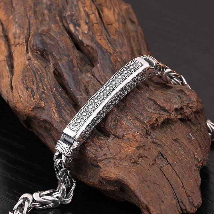 [S925] Sterling Silver Byzantine Link Push-Lock Bracelet