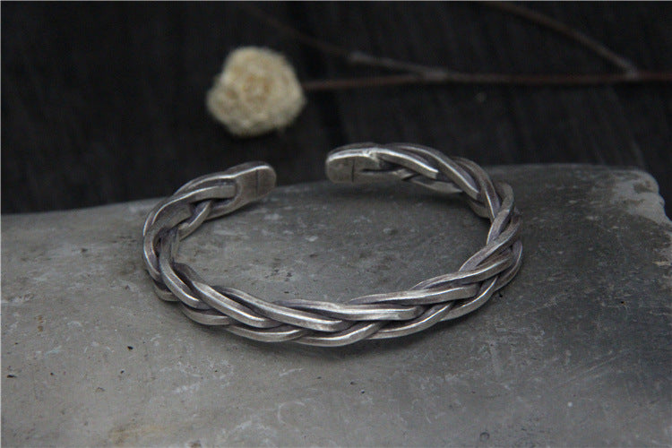 Sterling Silver S925 Woven Rope Bracelet