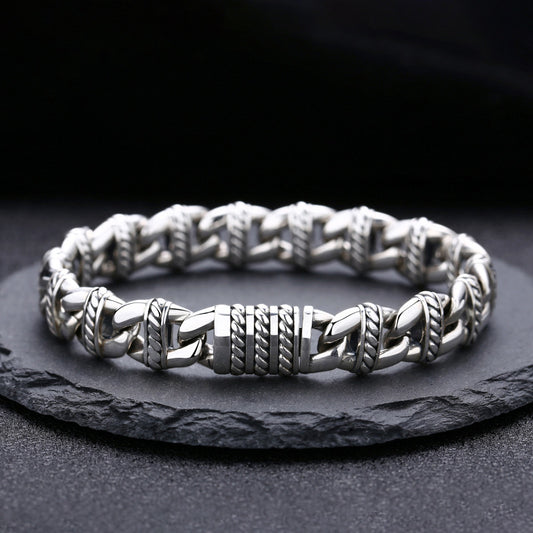 Men's S925 Sterling Silver Thick Anchor Link Bracelet