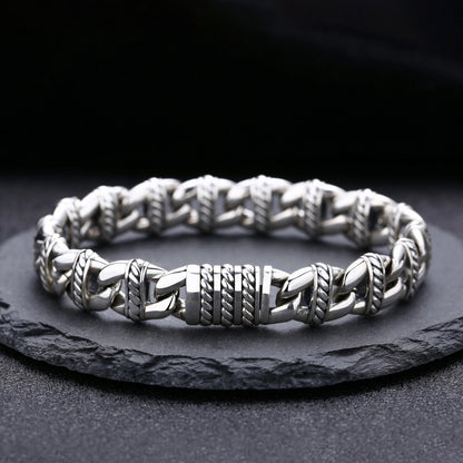 Men's S925 Sterling Silver Thick Anchor Link Bracelet