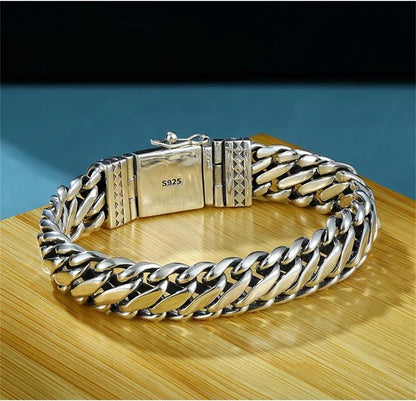 S925 Sterling Silver Thick Type Sense Semicircle Bolt Bracelet