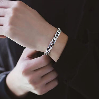 [S925] Sterling Silver Cuban Lobster Claw Bracelet