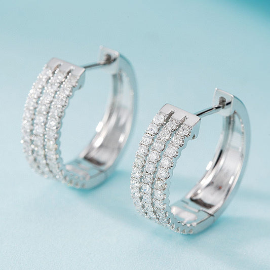 18K White Gold/Rose Gold Natural Diamond Earrings