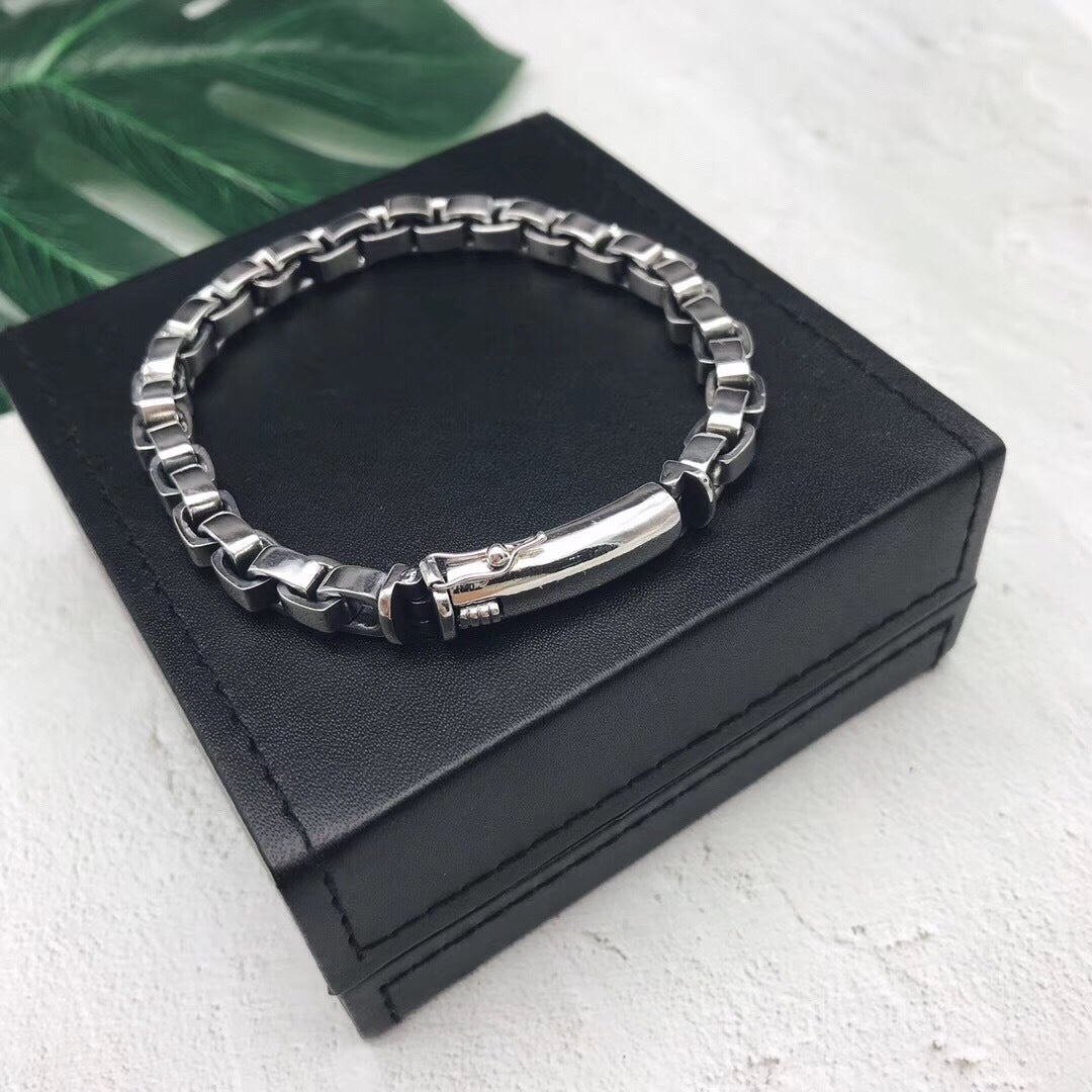Sterling Silver Box-Chain Bracelet