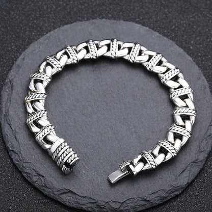 Men's S925 Sterling Silver Thick Anchor Link Bracelet