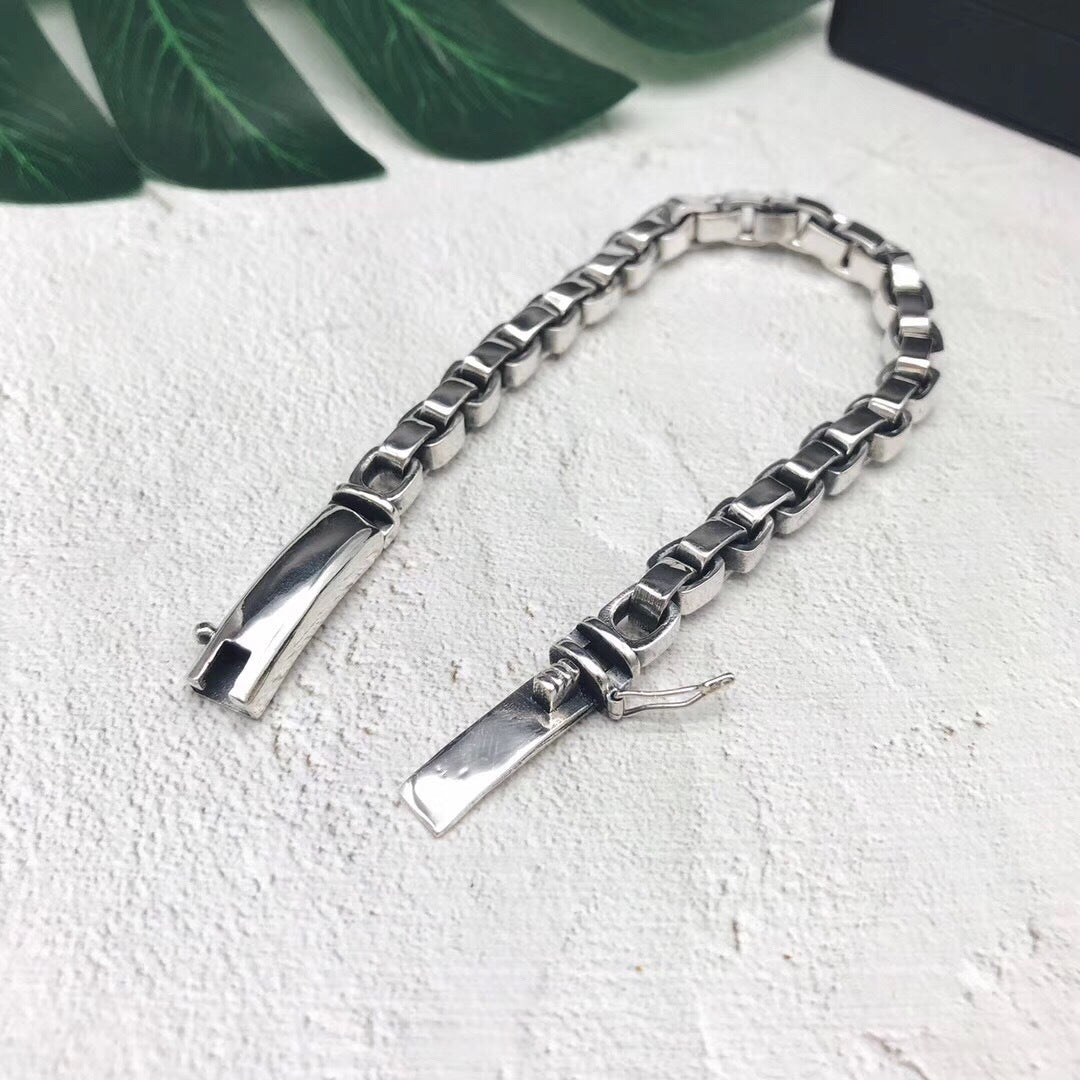 Sterling Silver Box-Chain Bracelet