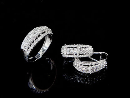 18K White Gold Natural Diamond Dragon Scale Hoop Earrings