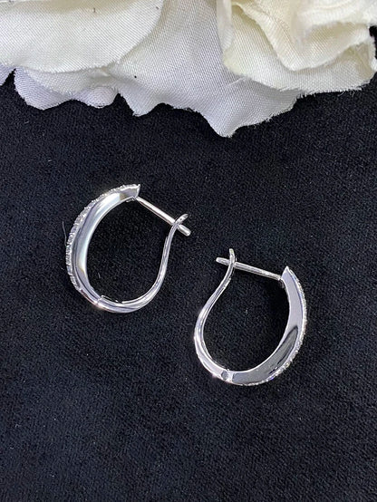 18K White Gold Natural Diamond Hoop Earrings