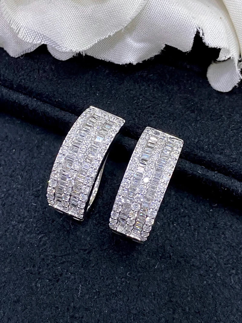18K White Gold Natural Diamond Hoop Earrings