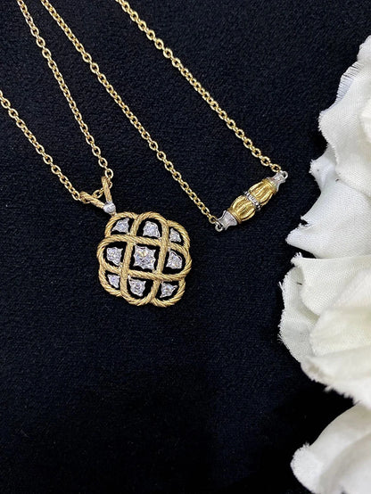 18K White & Yellow Gold Diamond Palace Necklace