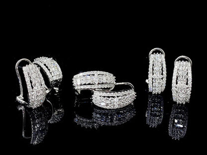 18K White Gold Natural Diamond Dragon Scale Hoop Earrings