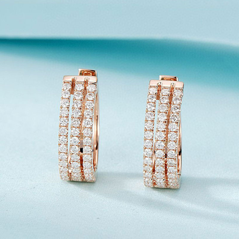 18K White Gold/Rose Gold Natural Diamond Earrings
