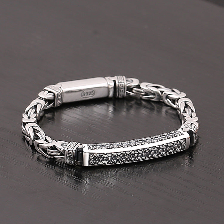 [S925] Sterling Silver Byzantine Link Push-Lock Bracelet