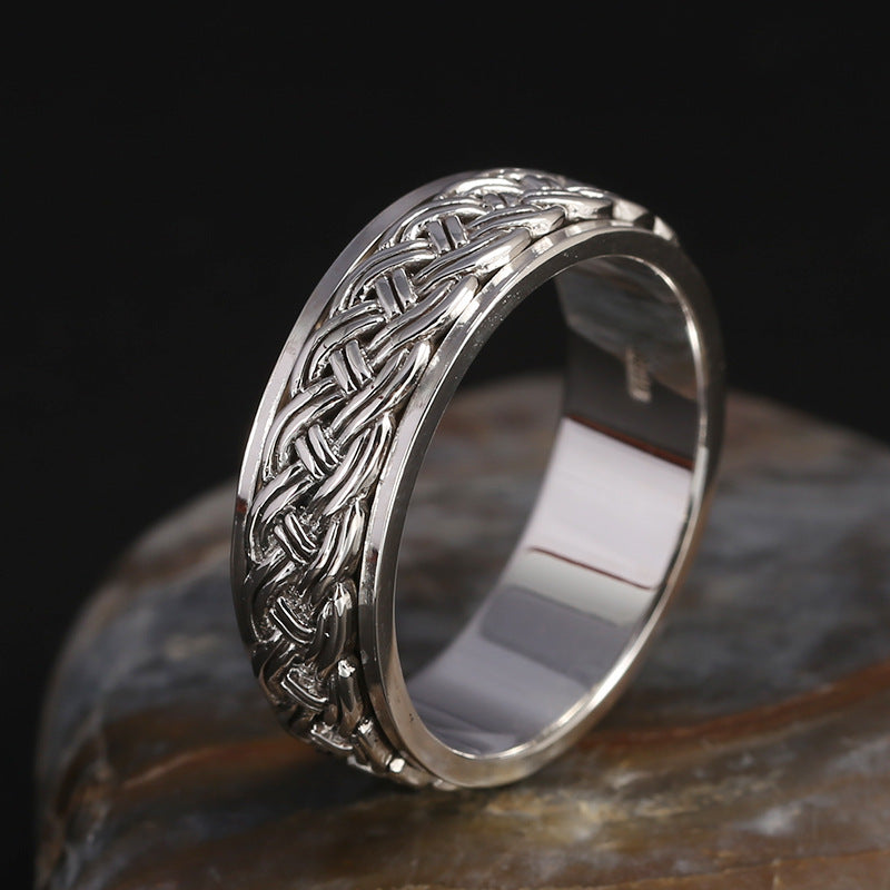 [S925] Sterling Silver Spinning Cord Ring