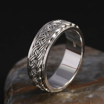 [S925] Sterling Silver Spinning Cord Ring