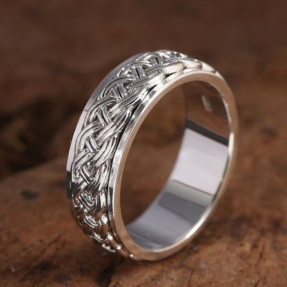 [S925] Sterling Silver Spinning Cord Ring