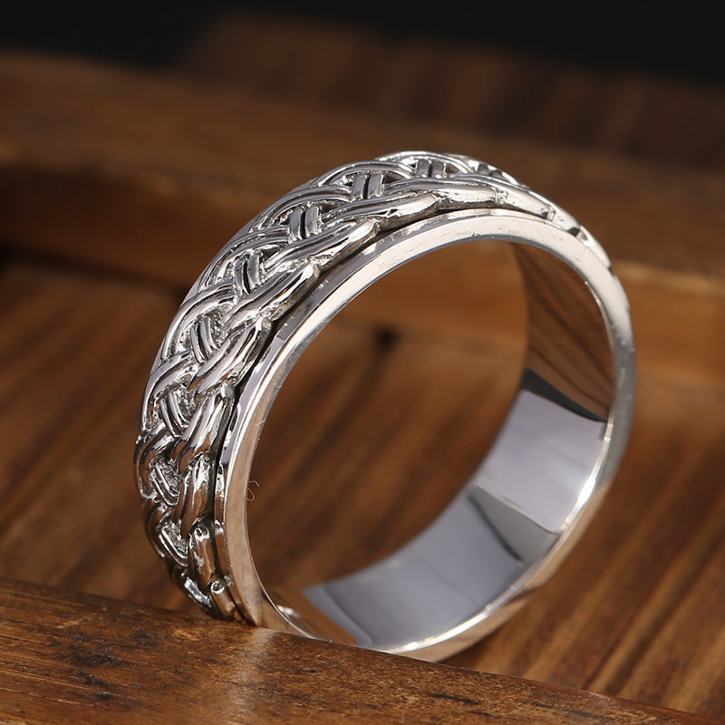 [S925] Sterling Silver Spinning Cord Ring
