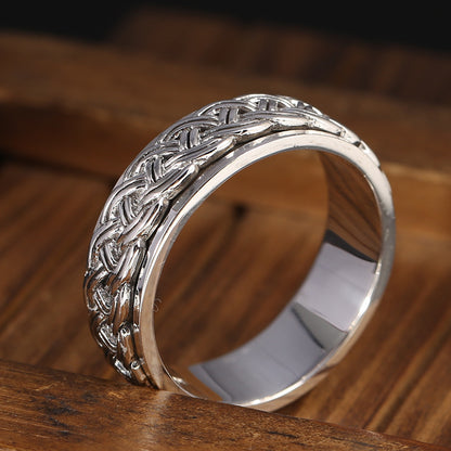 [S925] Sterling Silver Spinning Cord Ring