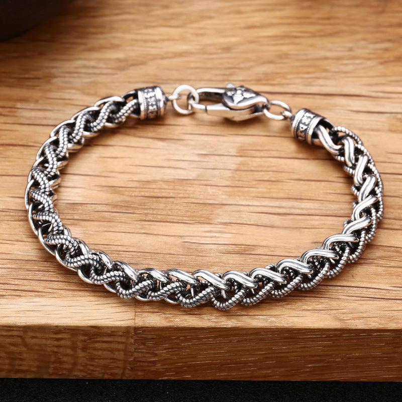 [S925] Sterling Silver Vajra Mantra Spiga Bracelet