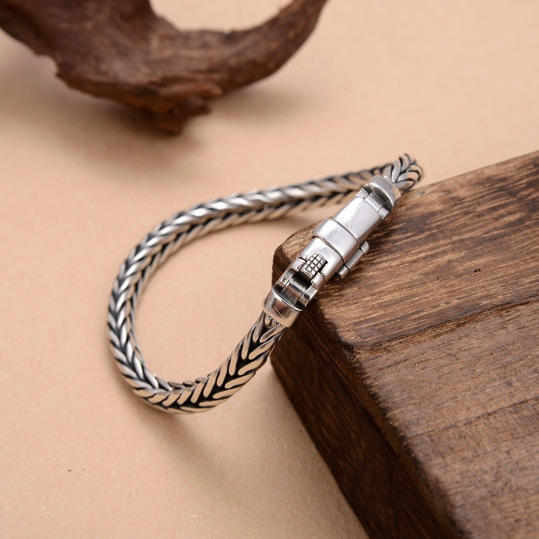 [S925] Sterling Silver Fox Tail Push-Lock Bracelet