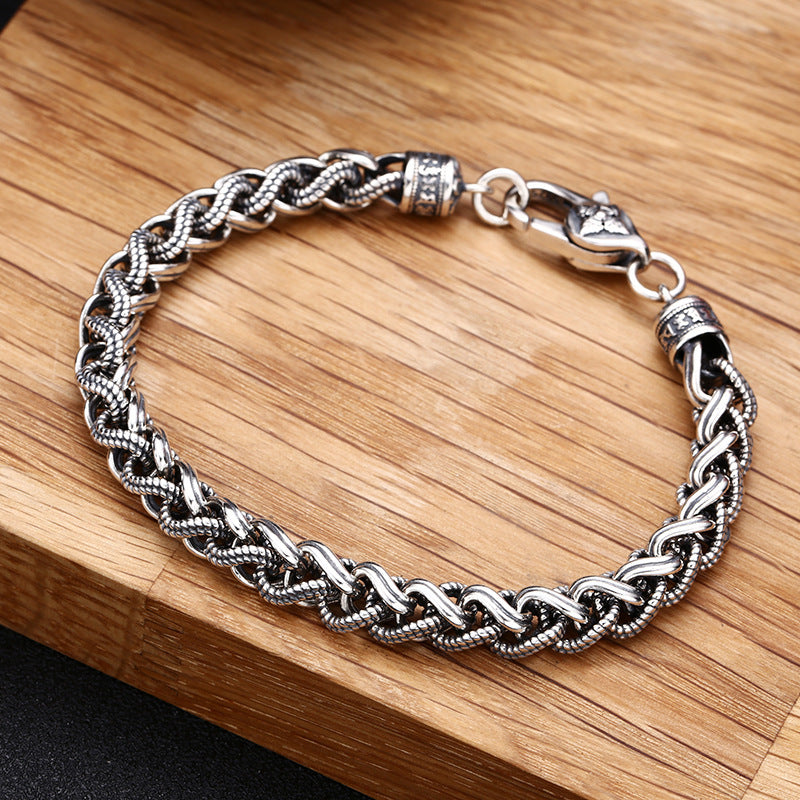 [S925] Sterling Silver Vajra Mantra Spiga Bracelet