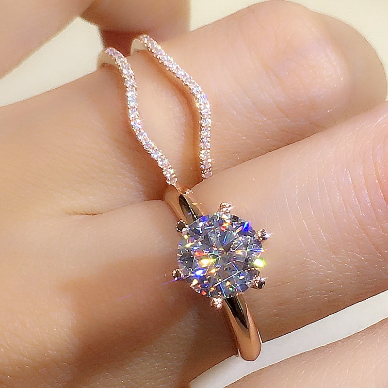 18K Rose Gold Moissanite Solitaire Ring