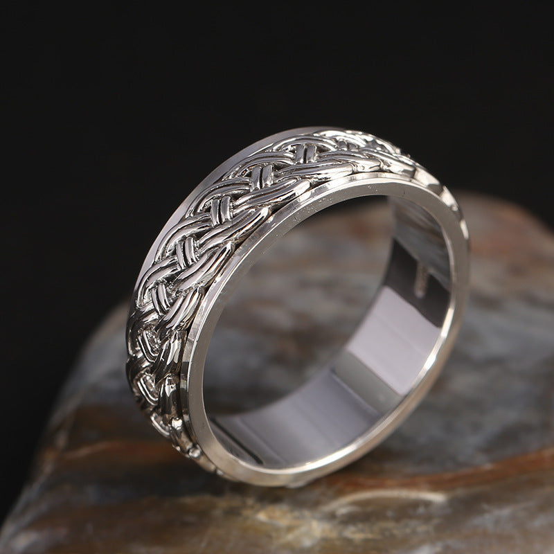 [S925] Sterling Silver Spinning Cord Ring