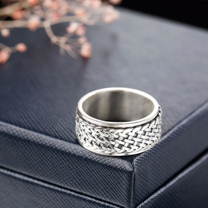 S925 Sterling Silver Braided Spinning Ring