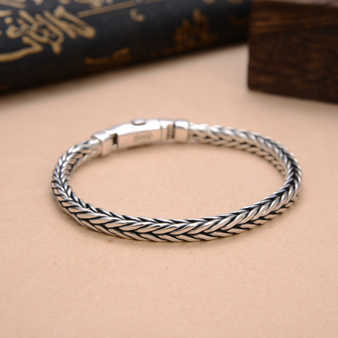 [S925] Sterling Silver Fox Tail Push-Lock Bracelet