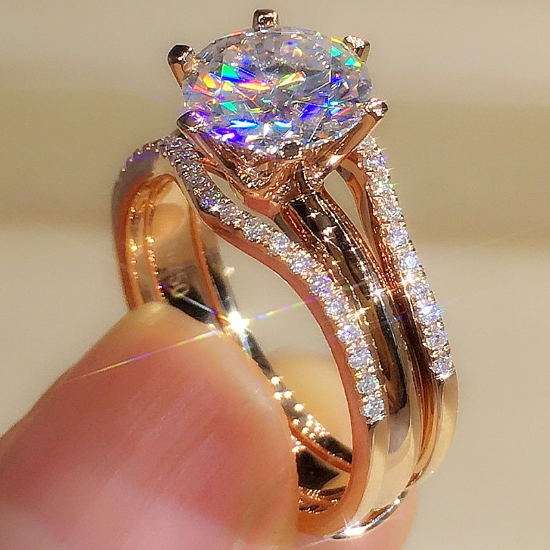 18K Rose Gold Moissanite Solitaire Ring