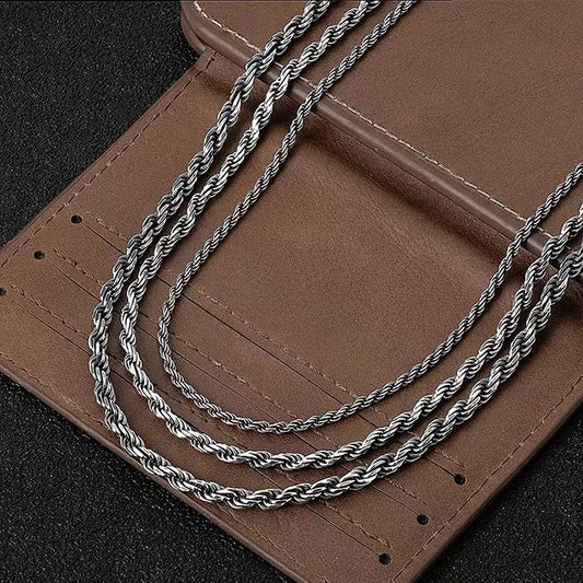 [S925] Sterling Silver & White Gold Plated Cord Necklace