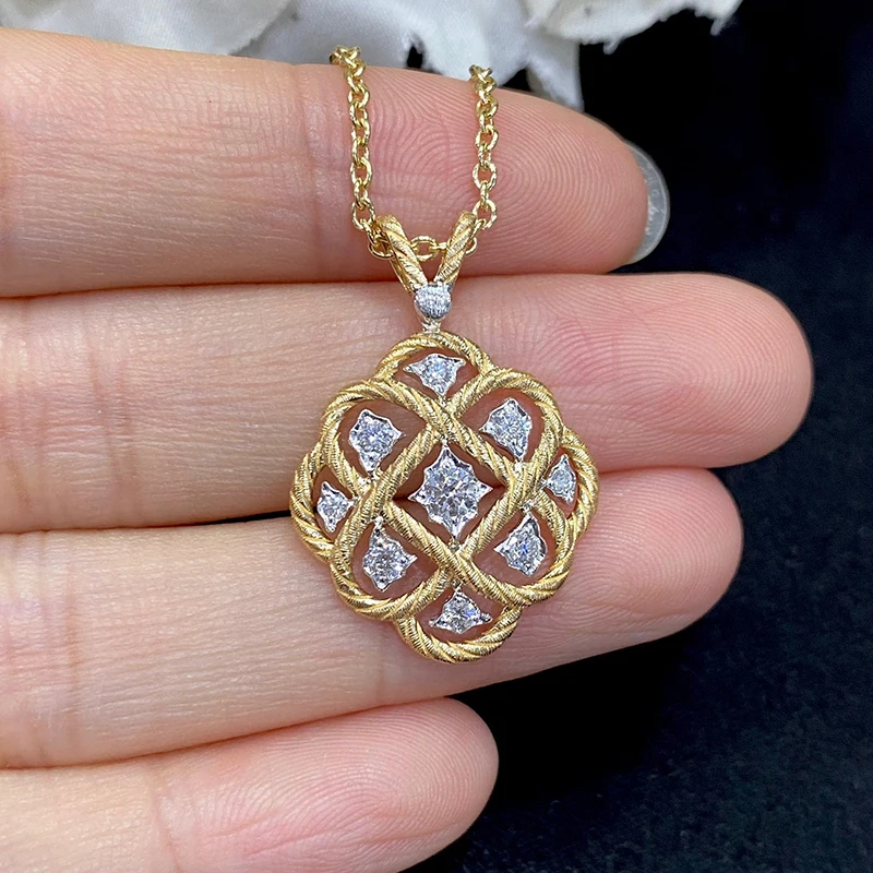 18K White & Yellow Gold Diamond Palace Necklace