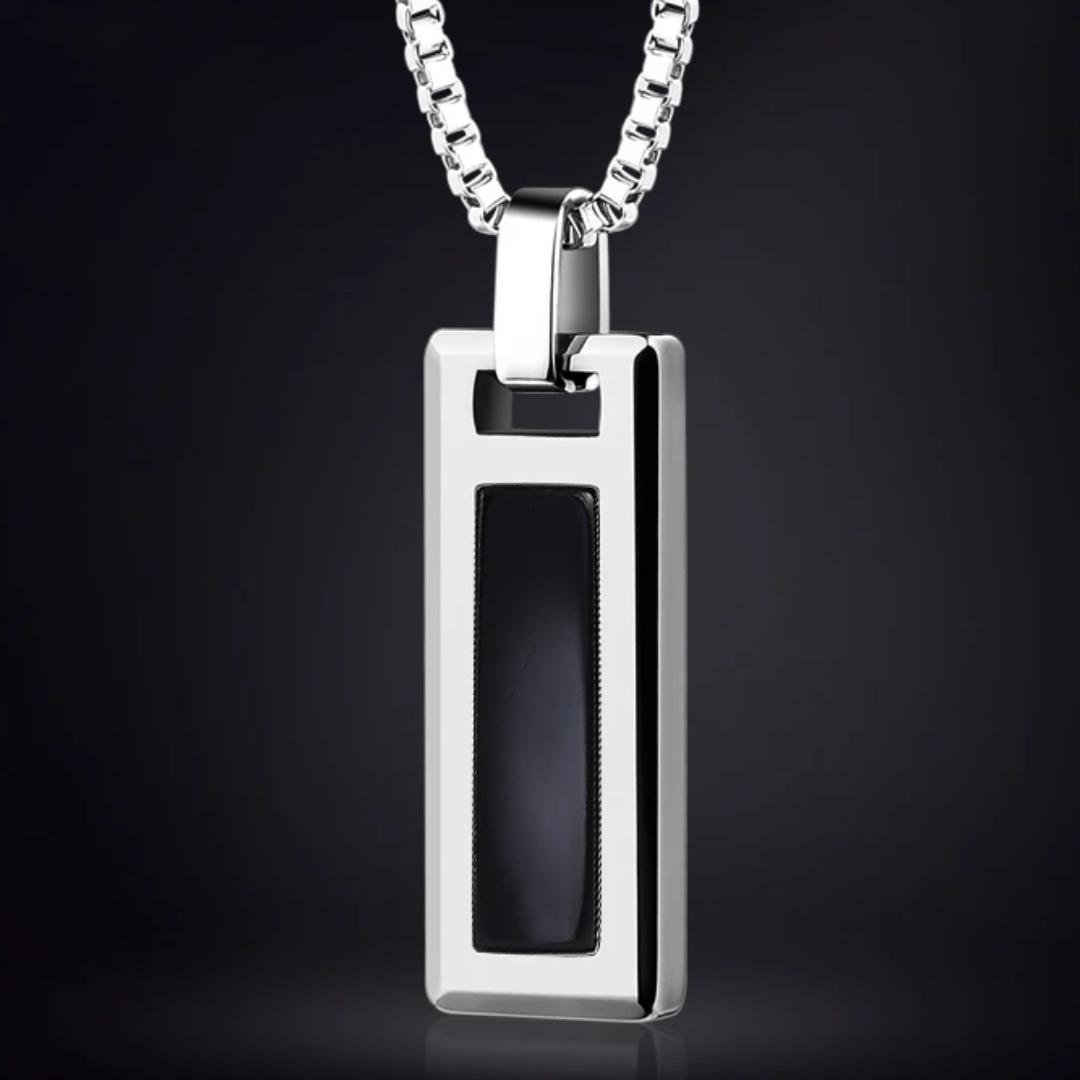 Tungsten Natural Turquoise/Natural Black Agate Necklace