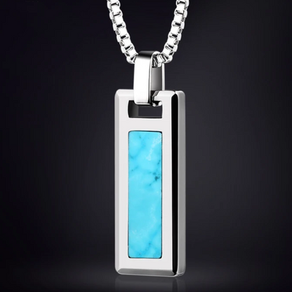 Tungsten Natural Turquoise/Natural Black Agate Necklace