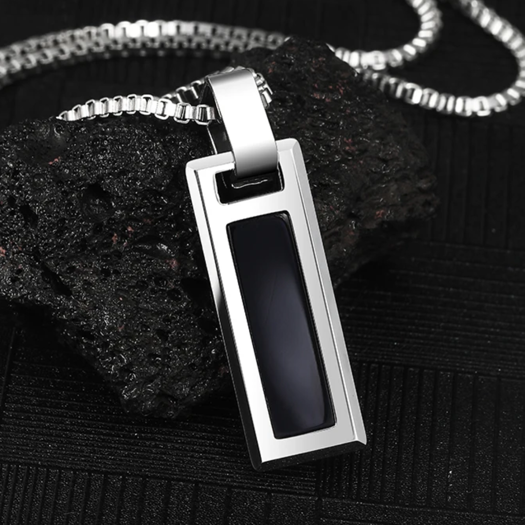 Tungsten Natural Turquoise/Natural Black Agate Necklace