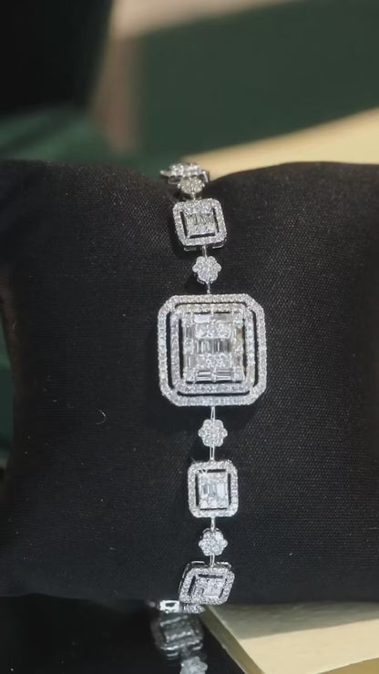 Luxury 18K White Gold Natural Diamond Bracelet