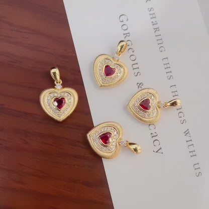 18K Yellow Gold Natural Ruby & Diamond Necklace