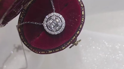 Luxury 18K White Gold Natural Diamond Pendant Necklace